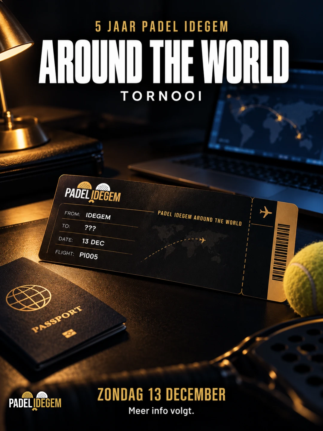 Affiche Padel Idegem Around The World tornooi, zondag 13 december 2026