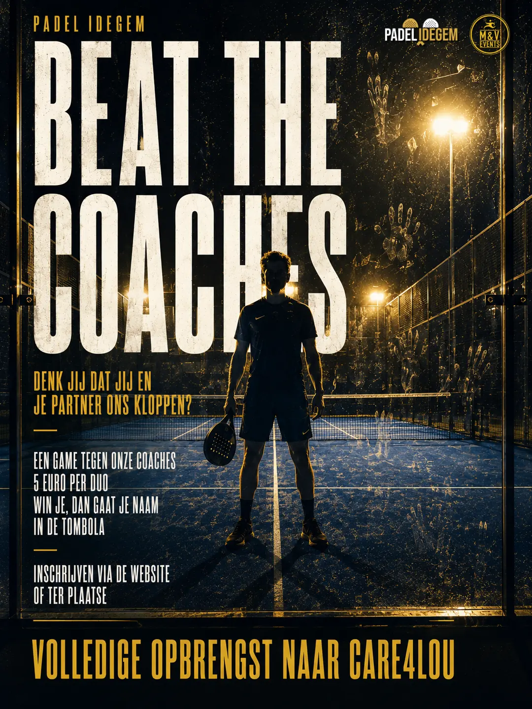 Affiche Beat the Coaches — een game tegen onze coaches, €5 per duo